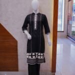 Elegant Black & White Embroidered 2-Piece Set