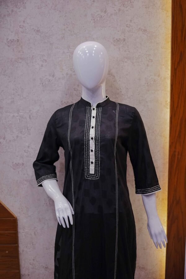 Elegant Black & White Embroidered 2-Piece Set