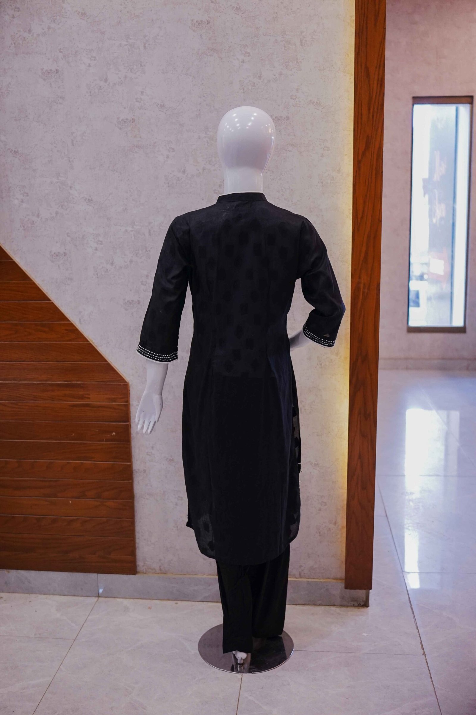 Elegant Black & White Embroidered 2-Piece Set