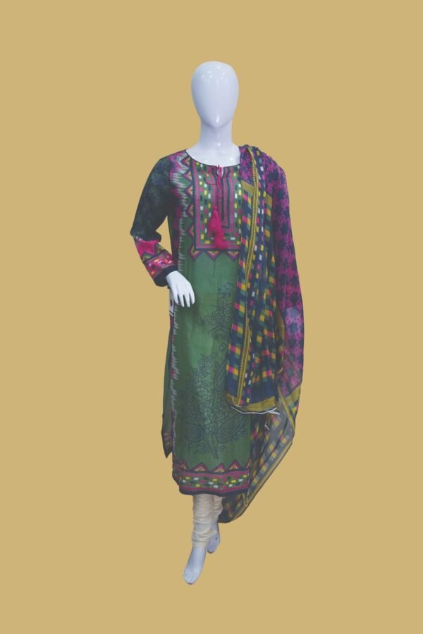 Elegant Green Printed Suit with Vibrant Ethnic Touch
