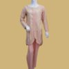 Elegant Peach Floral Embroidered Tunic Set