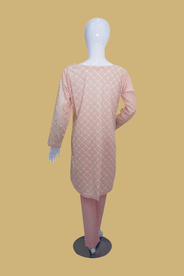Elegant Peach Floral Embroidered Tunic Set