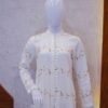 Elegant White Floral Embroidered Cotton Kurta