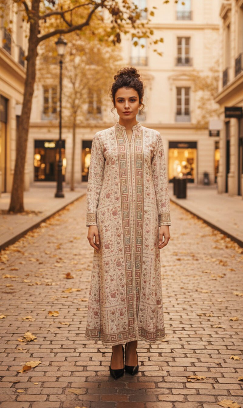 Embroidered Long Frock-Style Maxi