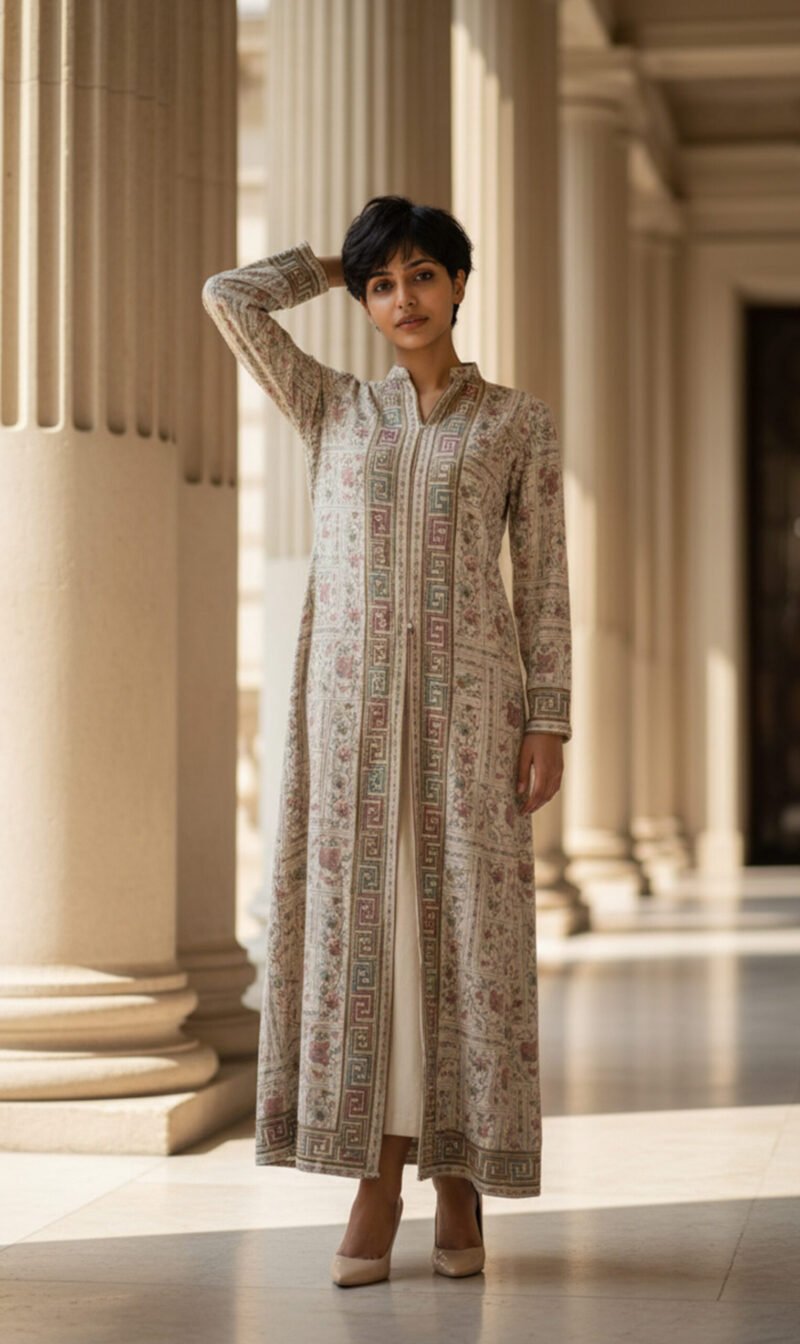 Embroidered Long Frock-Style Maxi