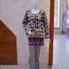 Geometric Floral Fusion 2-Piece Set – Black, White & Purple