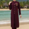 Maroon Embellished Front-Open Co-Ord Set