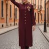 Maroon Embellished Front-Open Co-Ord Set