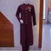 Maroon Embellished Front-Open Co-Ord Set