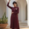 Maroon Embellished Front-Open Co-Ord Set