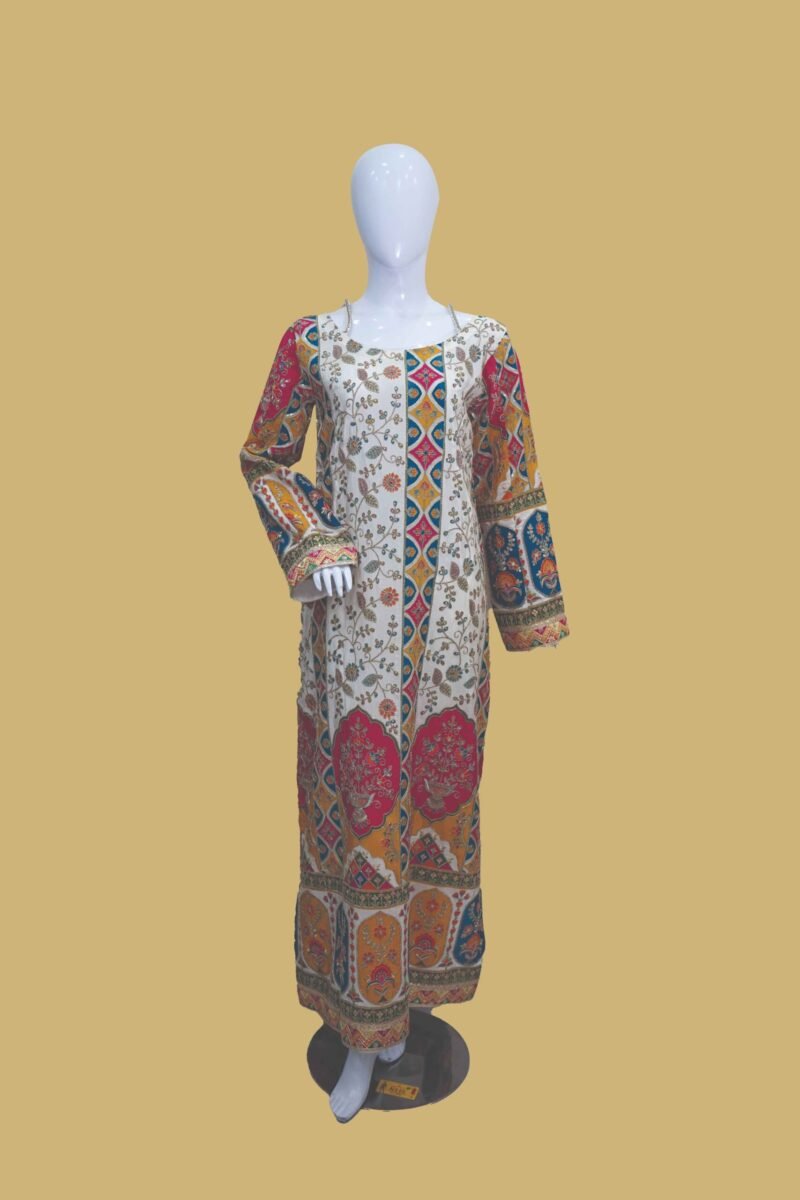 Multicolor Ethnic Print Straight Shirt Dua Fashion Corner Exclusive