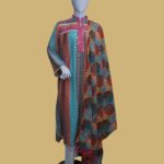 Multicolor Printed Lawn Suit with Embroidered Neckline