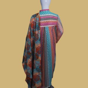 Multicolor Printed Lawn Suit with Embroidered Neckline
