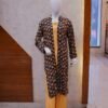 Mustard 2-Piece Set with Navy Blue Floral Printed Coat