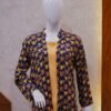 Mustard 2-Piece Set with Navy Blue Floral Printed Coat