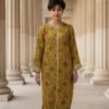 Mustard Mirror Work-Inspired Shirt with Traditional Patch Print