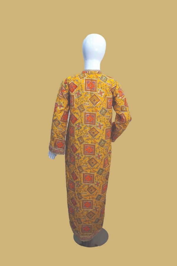 Mustard Mirror Work-Inspired Shirt with Traditional Patch Print