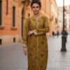 Mustard Mirror Work-Inspired Shirt with Traditional Patch Print