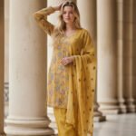 Mustard Yellow Floral Embroidered