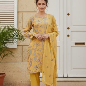 Mustard Yellow Floral Embroidered