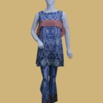 Navy Blue Ethnic Chic Suit with Printed Trousers
