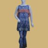Navy Blue Ethnic Chic Suit with Printed Trousers