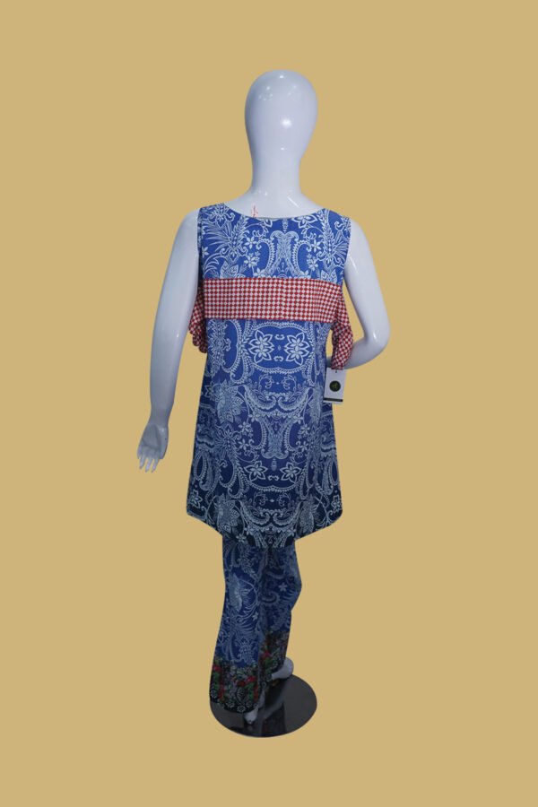 Navy Blue Ethnic Chic Suit with Printed Trousers