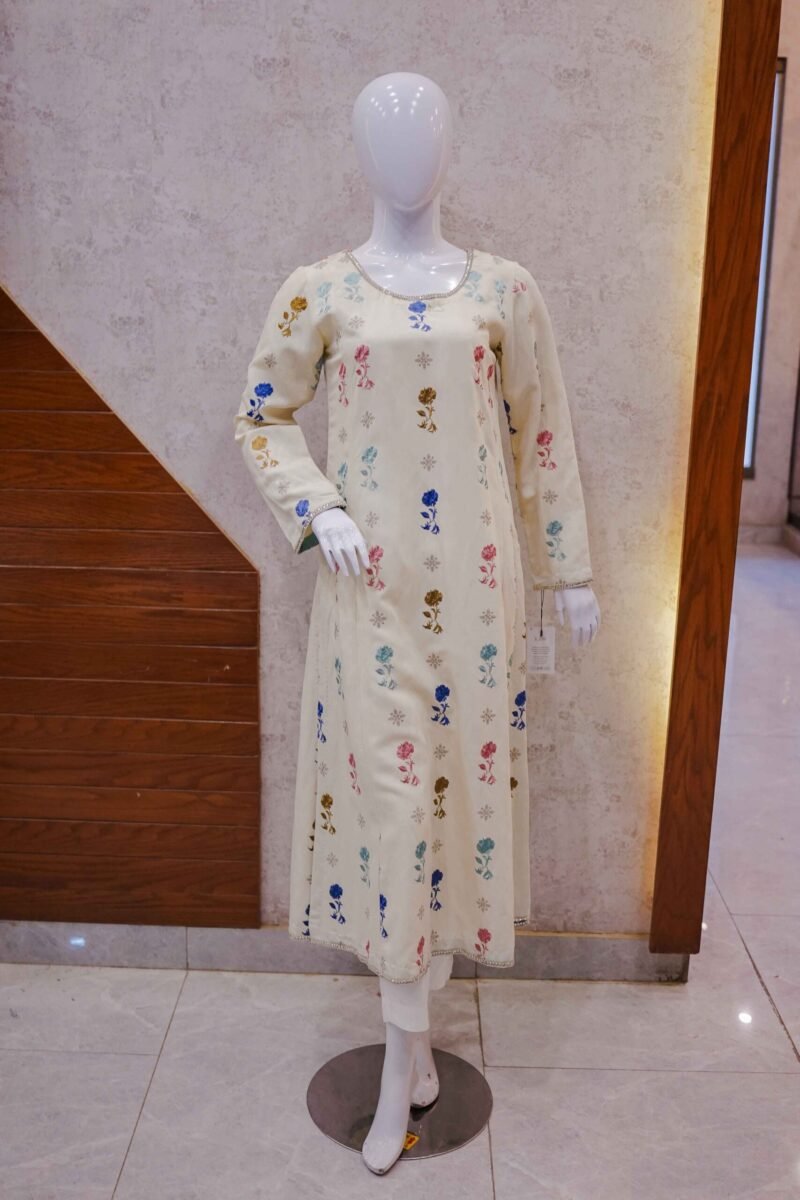 Pastel Floral Embroidered Straight Shirt