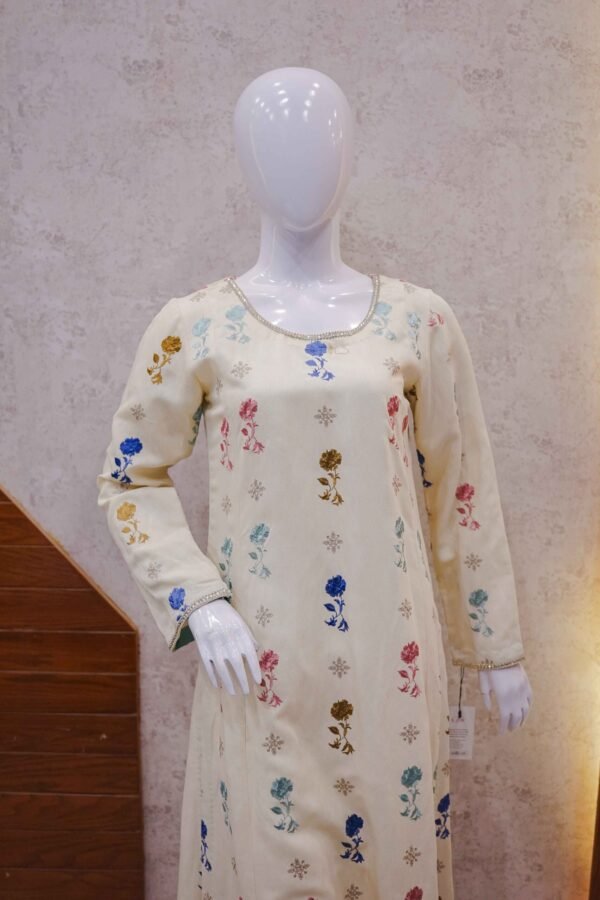 Pastel Floral Embroidered Straight Shirt