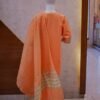 Peach Embroidered Kurta with Gold Striped Dupatta