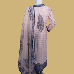 Peach & Grey Printed Lawn Suit – Elegant Everyday Wear