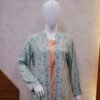 Peach Two-Piece Set with Mint Green Floral Coat