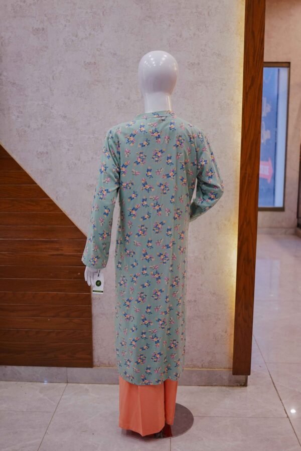Peach Two-Piece Set with Mint Green Floral Coat