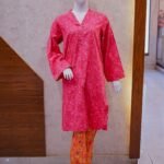 Pink Bloom Kurti with Mustard Floral Trousers – Desi Pop Vibe