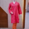 Pink Bloom Kurti with Mustard Floral Trousers – Desi Pop Vibe