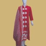Pink Embroidered Cotton Suit with White Floral Detailing