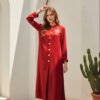 Red Front-Open Co-Ord with Gold Button Detailing