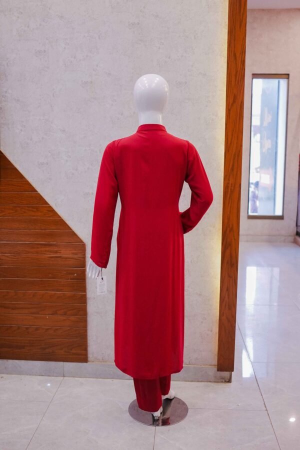 Red Front-Open Co-Ord with Gold Button Detailing