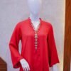 Red V-Neck Co-Ord with Beaded Neckline