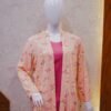 Rose Pink 2-Piece Suit with Peach Floral Coat