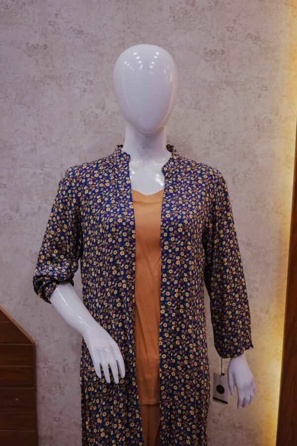 Rust Brown 2-Piece Set with Navy Floral Coat