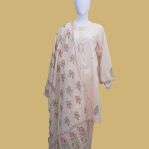 Soft Peach Embroidered Elegance