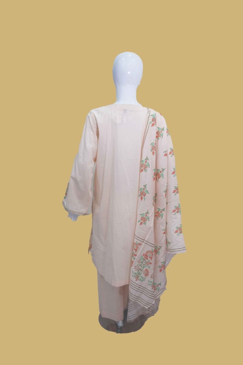 Soft Peach Embroidered Elegance