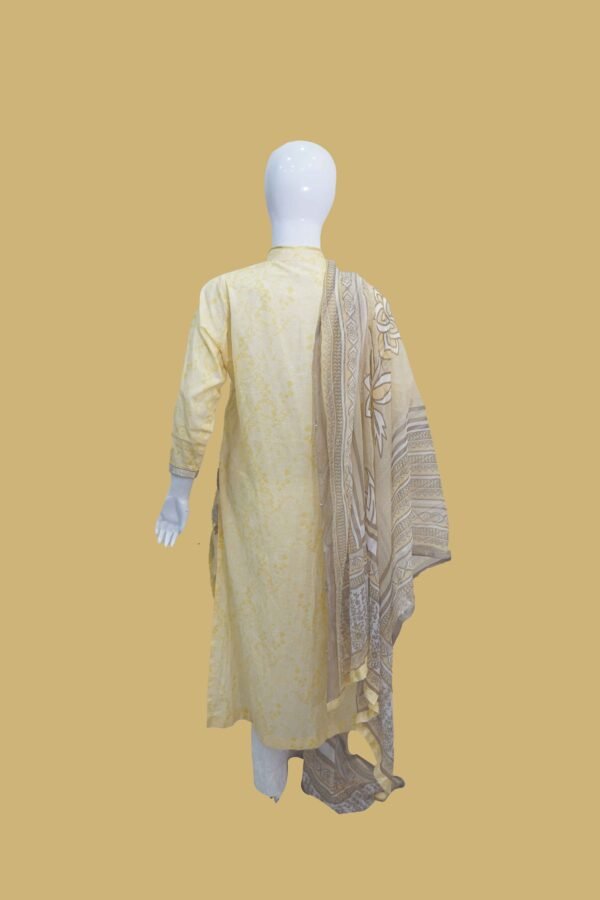 Soft Yellow Printed Lawn Suit with Beige Dupatta