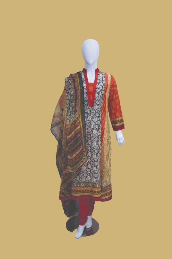 Stylish Red & White Kurti Set