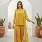 Sunshine Yellow 2-Piece Set with White Printed Coat