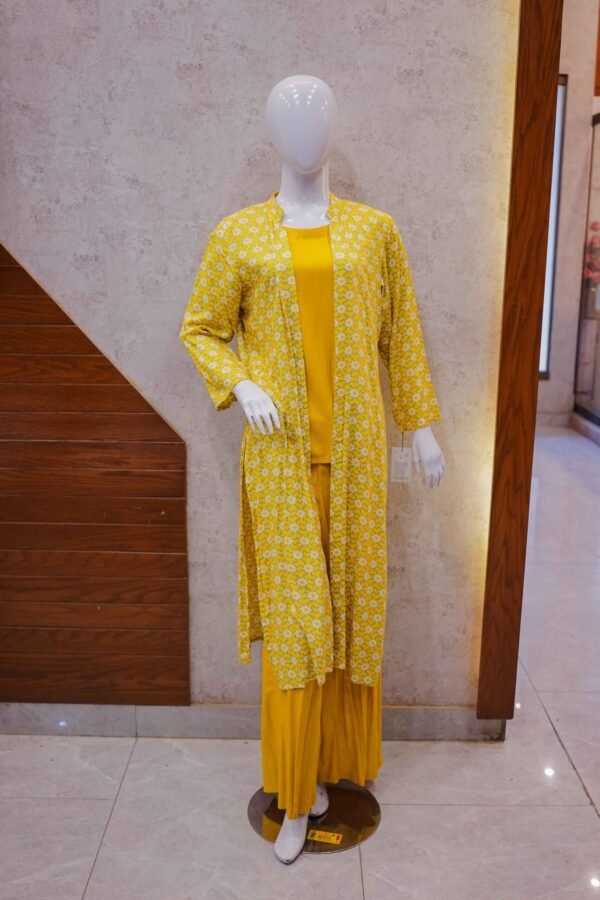 Sunshine Yellow 2-Piece Set with White Printed Coat