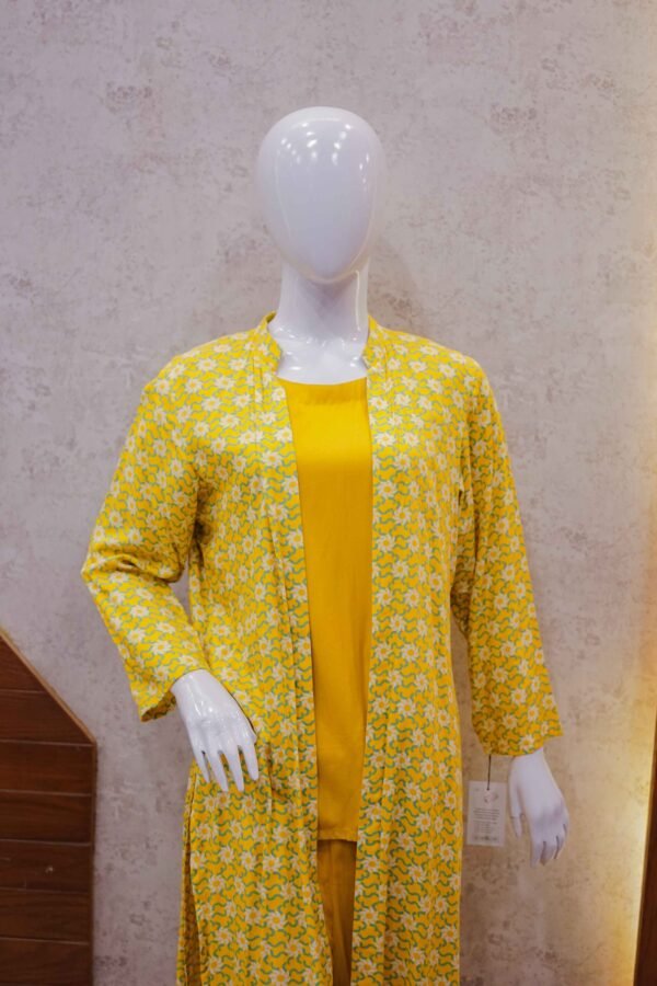 Sunshine Yellow 2-Piece Set with White Printed Coat