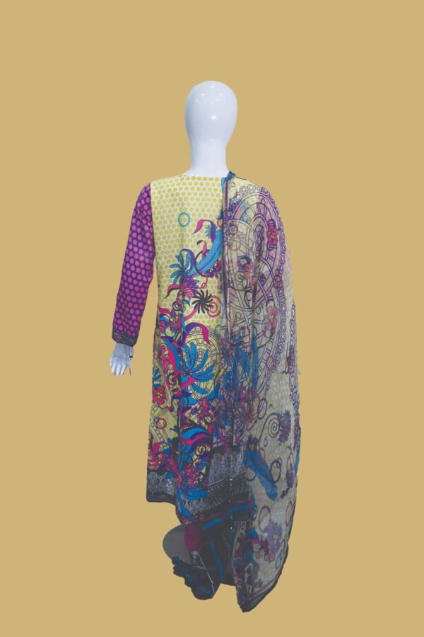 Vibrant Yellow Printed Suit with Bold Floral & Bird Motifs