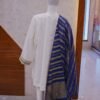 White Embroidered Suit with Royal Blue Gold-Lined Dupatta